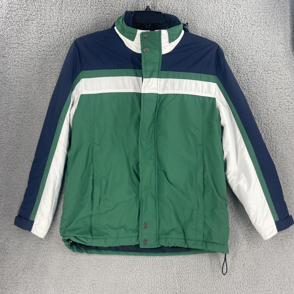 Brooks Brothers 346 Jacket Mens Medium Green Navy Hooded Primaloft Insulated